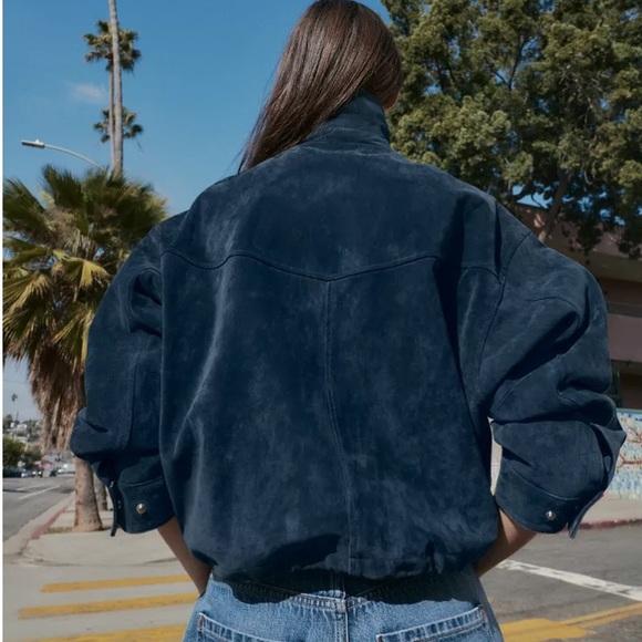 Zara 100% Leather Bomber Jacket